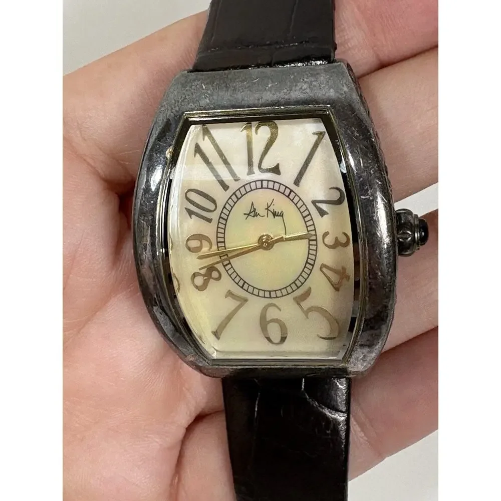 Ann King Embrace The Moment Sterling Silver 925‎ Watch Black Band Need Battery